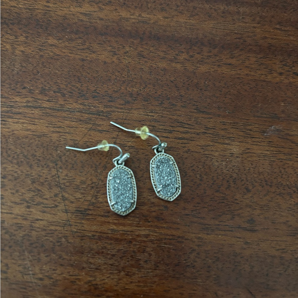 Kendra Scott Lee drop earrings- silver druzy